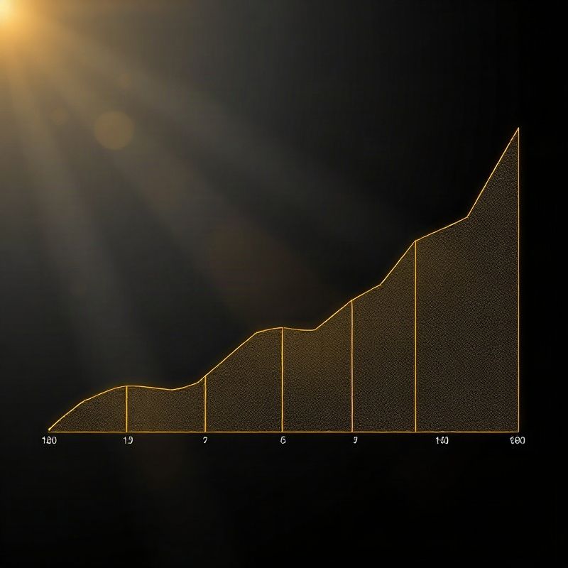Visualización abstracta de una curva de rendimientos en tonos dorados sobre fondo carbón
